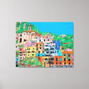 Lienzo Escena Costa Amalfitana Italia Cliffside Mediterr