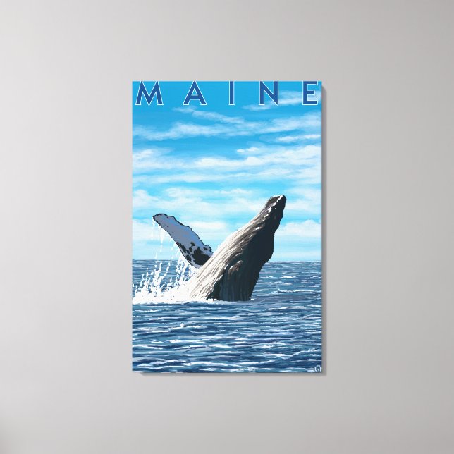 Lienzo Escena de ballenas MaineHumpback (Anverso)