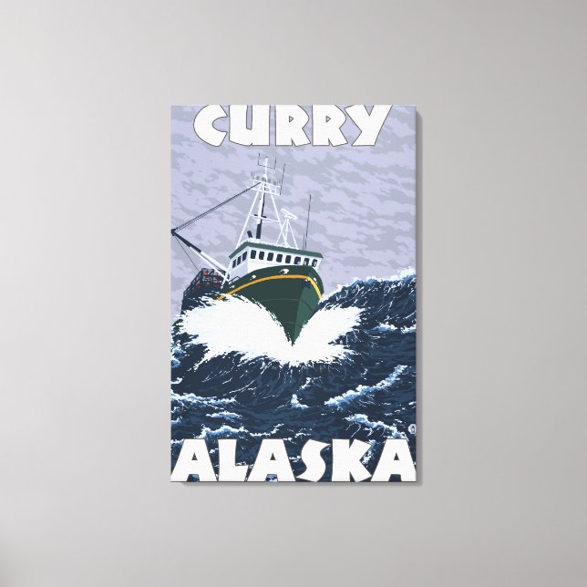 Lienzo Escena de barcos pesqueros - Curry, Alaska (Anverso)