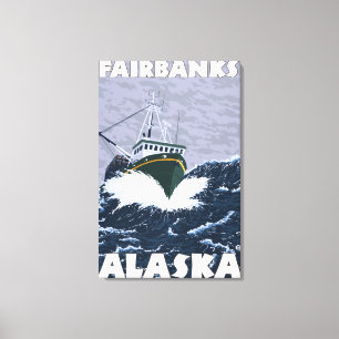 Lienzo Escena de barcos pesqueros - Fairbanks, Alaska