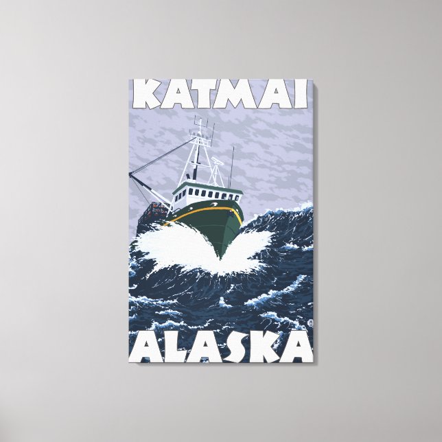 Lienzo Escena de barcos pesqueros - Katmai, Alaska (Anverso)