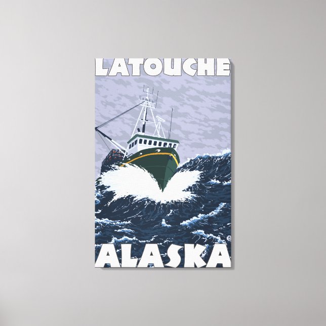 Lienzo Escena de barcos pesqueros - Latouche, Alaska (Anverso)