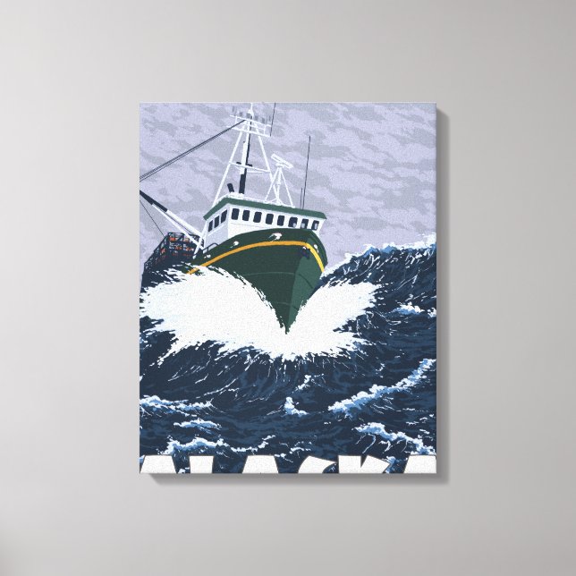 Lienzo Escena de barcos pesqueros - Sitka, Alaska (Anverso)