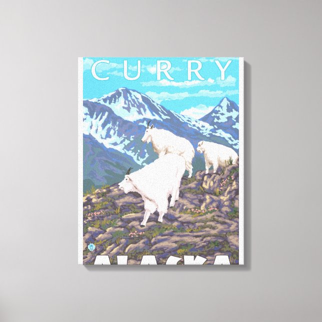 Lienzo Escena de cabras de montaña - Curry, Alaska (Anverso)