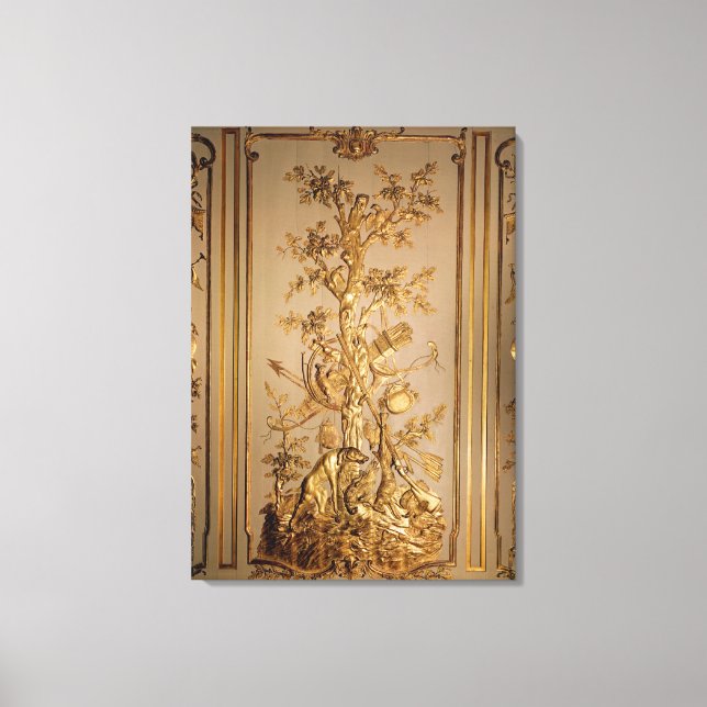 Lienzo Escena de caza, revestimientos de madera de la cen (Anverso)