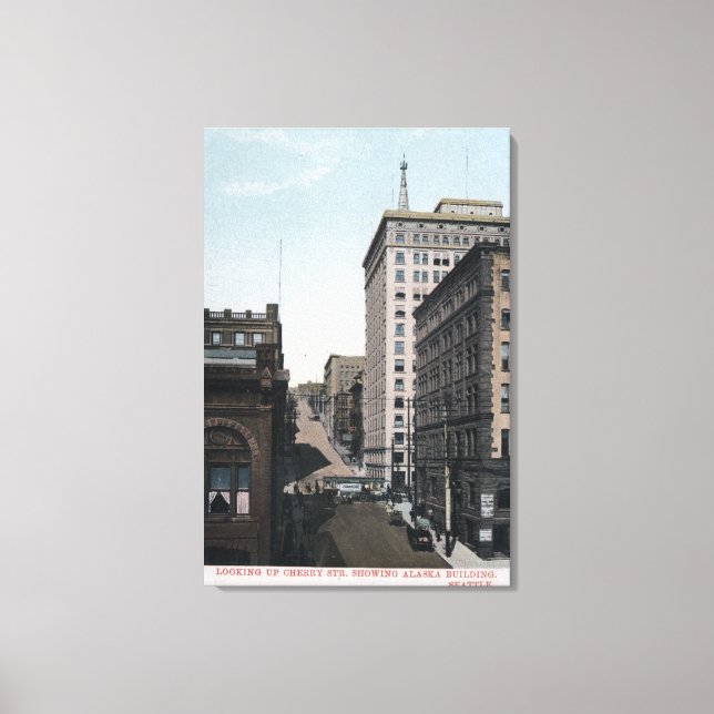 Lienzo Escena de Cherry Street con Alaska Bldg (Anverso)
