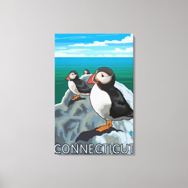 Lienzo Escena de ConnecticutPuffins (Anverso)