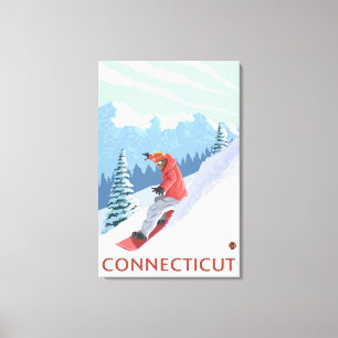 Lienzo Escena de ConnecticutSnowboarder