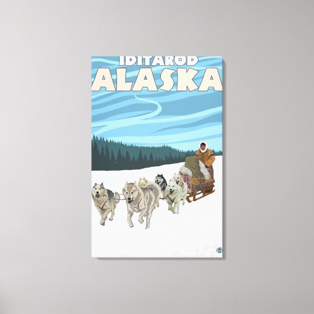 Lienzo Escena de duelo de perro - Iditarod, Alaska (Anverso)