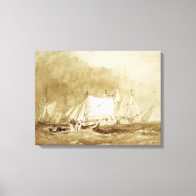 Lienzo Escena de envío, con pescadores, c.1815-20 (cepill (Anverso)