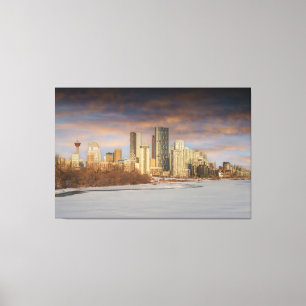 Lienzo Escena De Invierno Al Amanecer En Calgary Skyline