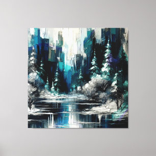 Lienzo Escena de invierno de la ciudad pintada 1006