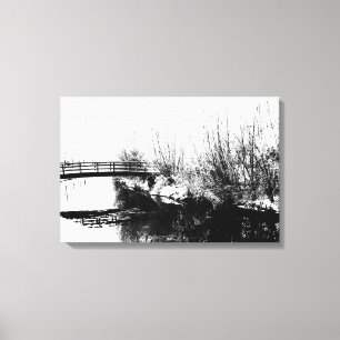 Lienzo Escena de invierno puente y streaming 24x16(60x40c
