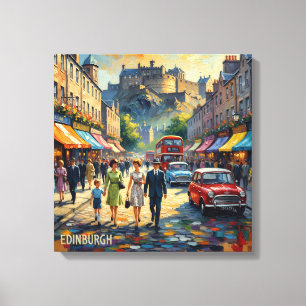 Lienzo Escena de la calle alta del Castillo de Edimburgo 