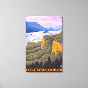 Lienzo Escena de la garganta del río Columbia con el