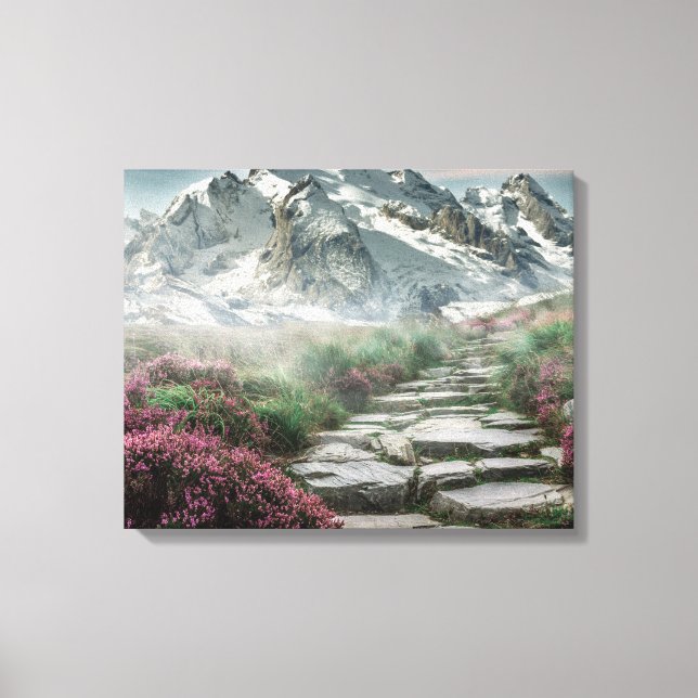 Lienzo Escena de la montaña de invierno (Anverso)