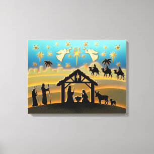 Lienzo Escena de la Natividad de Navidad Niño Jesús en el