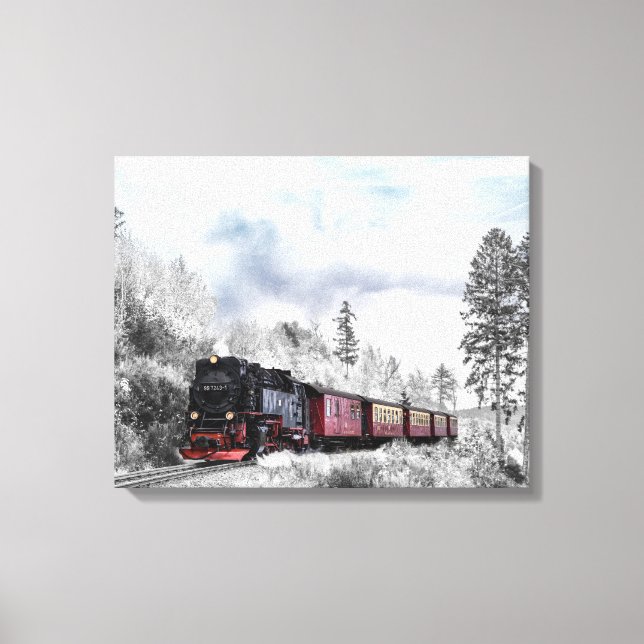 Lienzo Escena De Locomotora De Invierno (Anverso)