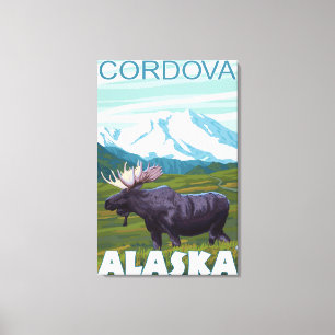 Lienzo Escena de los alces - Cordova, Alaska
