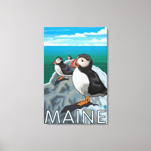 Lienzo Escena de MainePuffins