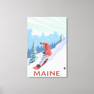 Lienzo Escena de MaineSnowboarder