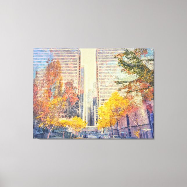 Lienzo Escena de otoño en la ciudad (Anverso)
