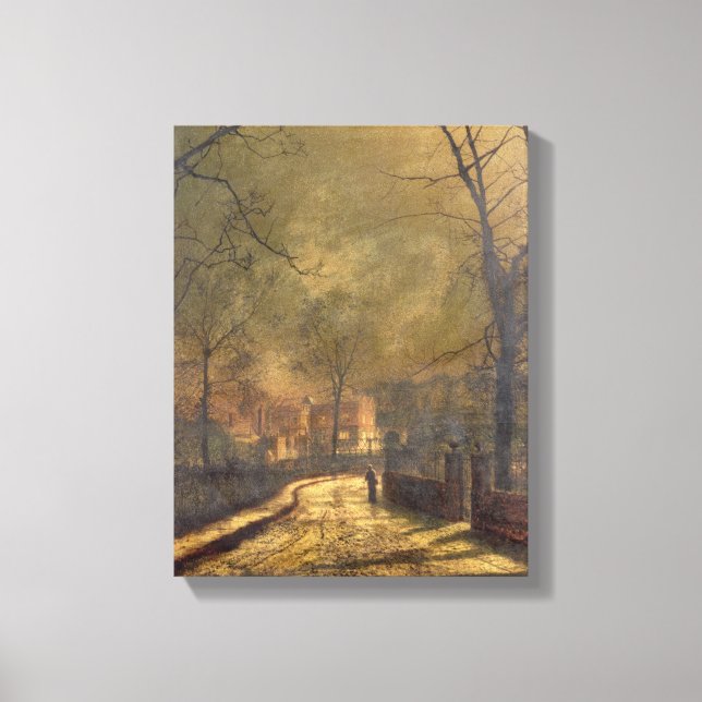 Lienzo Escena de otoño, Leeds, 1874 (petróleo a bordo) (Anverso)