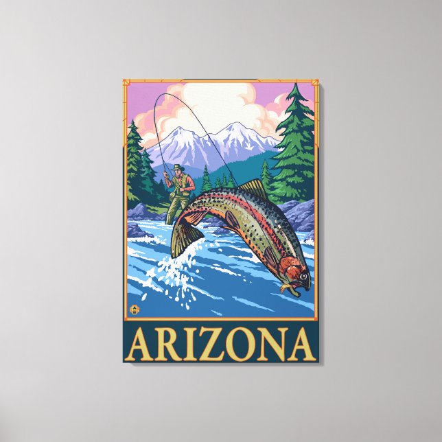 Lienzo Escena de pesca de mosca en Arizona (Anverso)