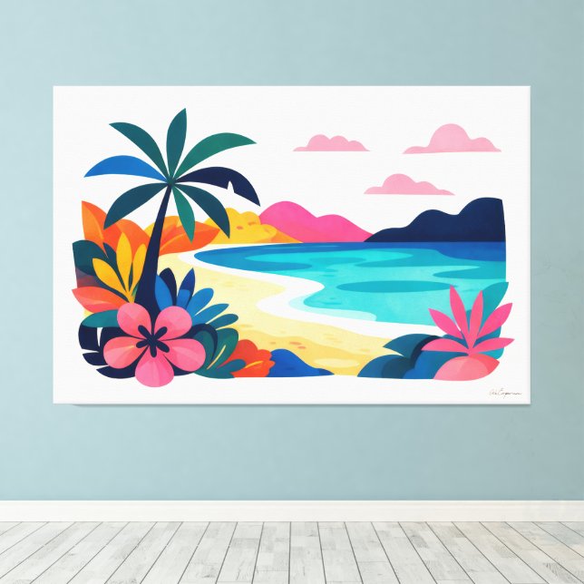 Lienzo Escena de playa retro moderna 02 (Insitu (piso de madera))