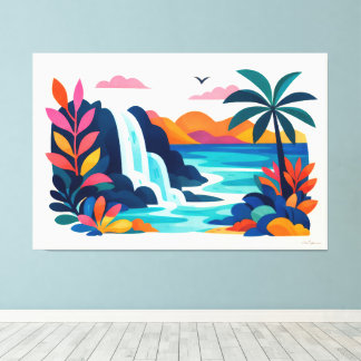 Lienzo Escena de playa retro moderna 03