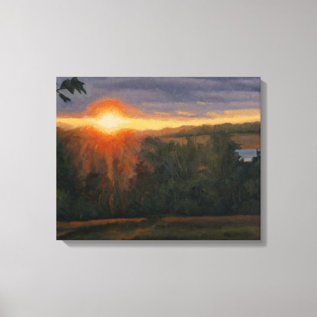 Lienzo Escena de puesta de sol hermosa y pacífica (Anverso)