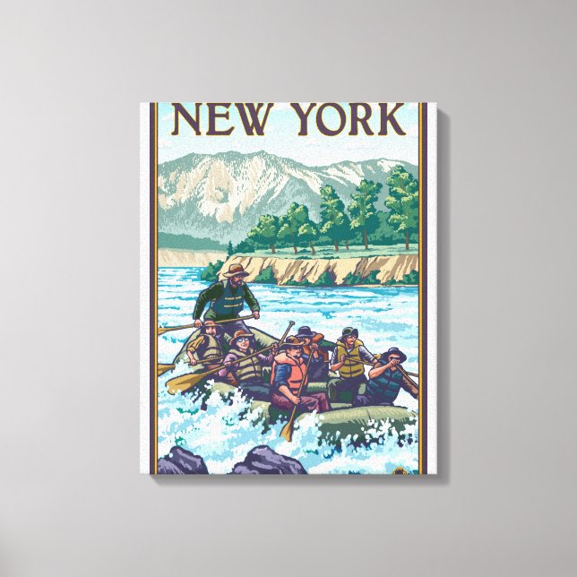 Lienzo Escena de Rafting del río de Nueva York (Anverso)