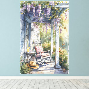 Lienzo Escena de Silla Balanza en Pórtico de Wisteria