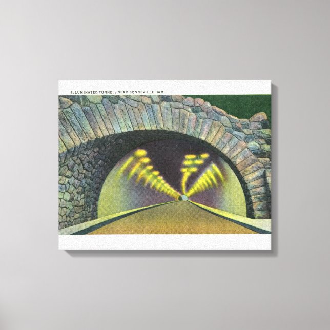 Lienzo Escena de túnel iluminado cerca de la presa de Bon (Anverso)