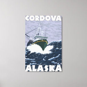 Lienzo Escena del barco de pesca - Cordova, Alaska