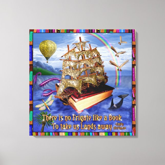 Lienzo Escena del barco del libro con Emily Dickinson (Anverso)