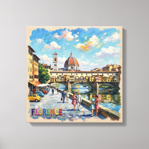 Lienzo Escena del Duomo de Ponte Vecchio de Florencia en 