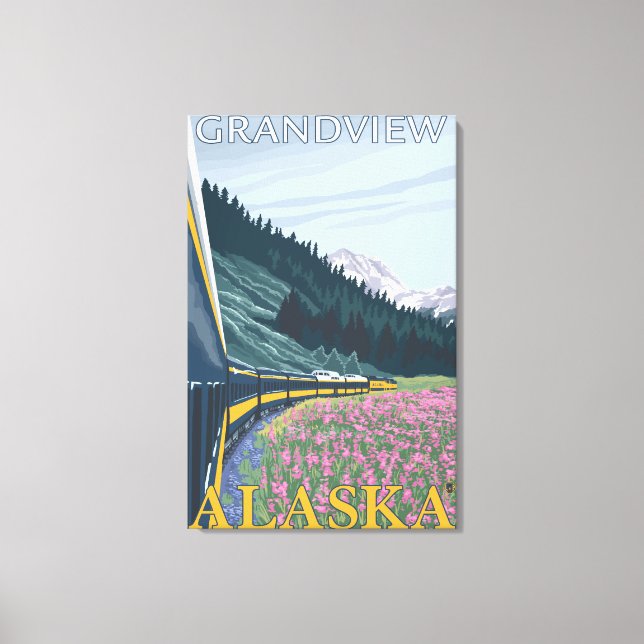 Lienzo Escena del ferrocarril de Alaska - Grandview, Alas (Anverso)