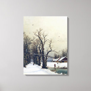Lienzo Escena del invierno, siglo XIX