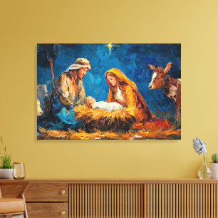 Lienzo Escena del Nacimiento, hermosa ilustración,