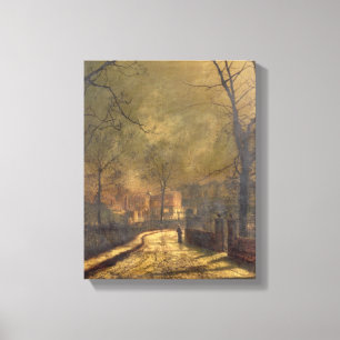 Lienzo Escena del otoño, Leeds, 1874 (aceite a bordo)