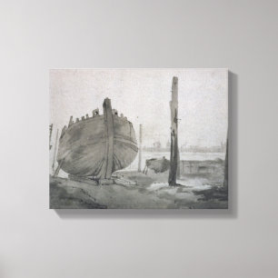 Lienzo Escena del río de John Constable el   con el buqu