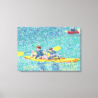 Lienzo Escena del río Kayak en el Pointillismo, tela envu