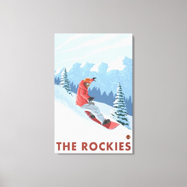 Lienzo Escena Del Snowboard - Las Rockies (Anverso)