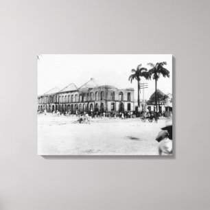 Lienzo Escena en el Puerto España, Trinidad, 1891