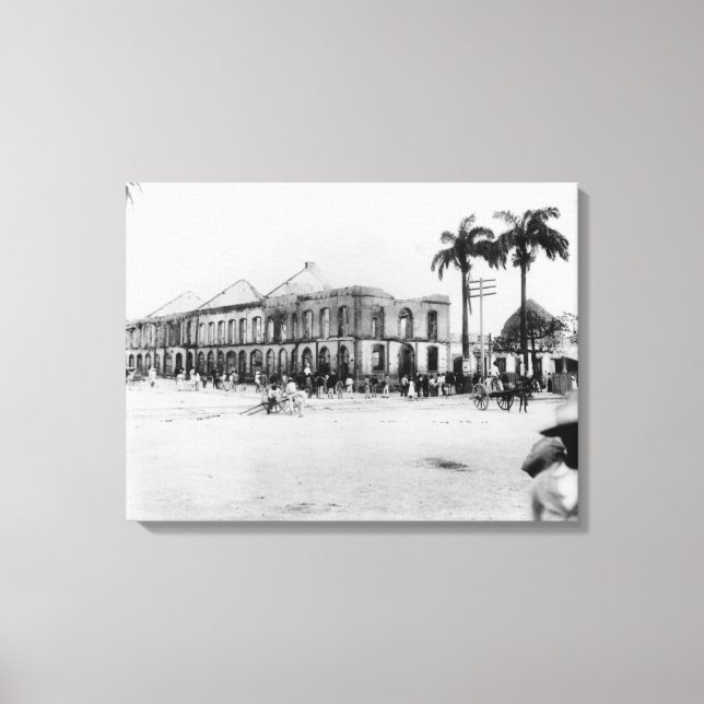 Lienzo Escena en Puerto España, Trinidad, 1891 (Anverso)