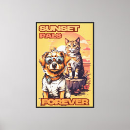 Lienzo Escena gráfica Vivid Sunset Pals