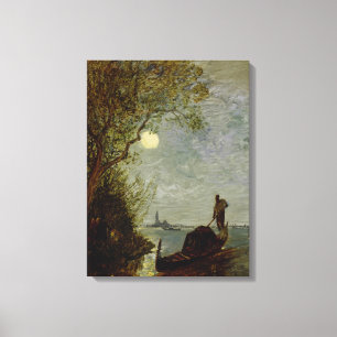 Lienzo Escena iluminada por la luna con la góndola