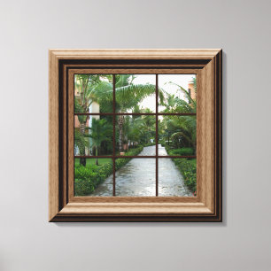 Lienzo Escena pacífica de la ventana de la calzada