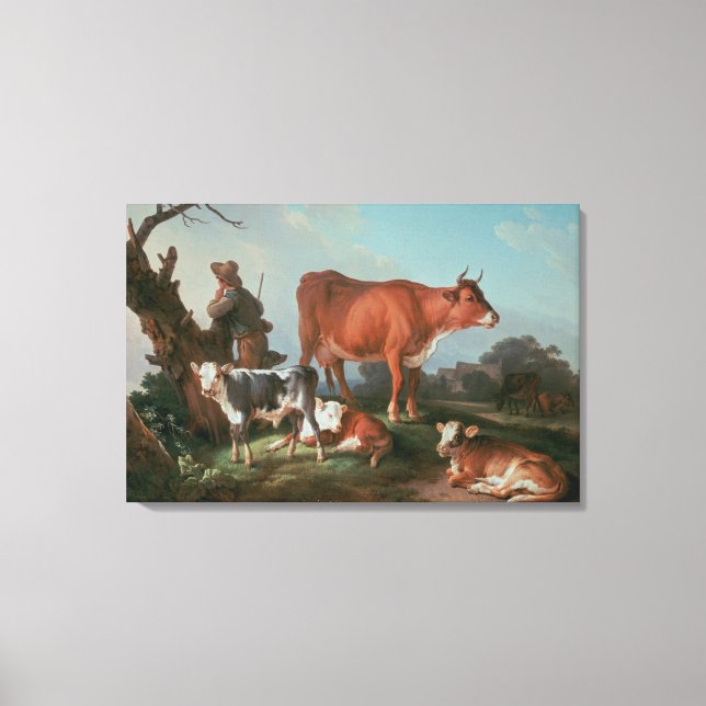 Lienzo Escena pastoral con un pastor (Anverso)